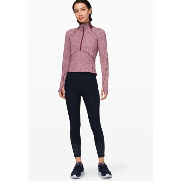 Lululemon Always Alert 1/2 Zip in Heathered Garnet - Picture 2 of 14